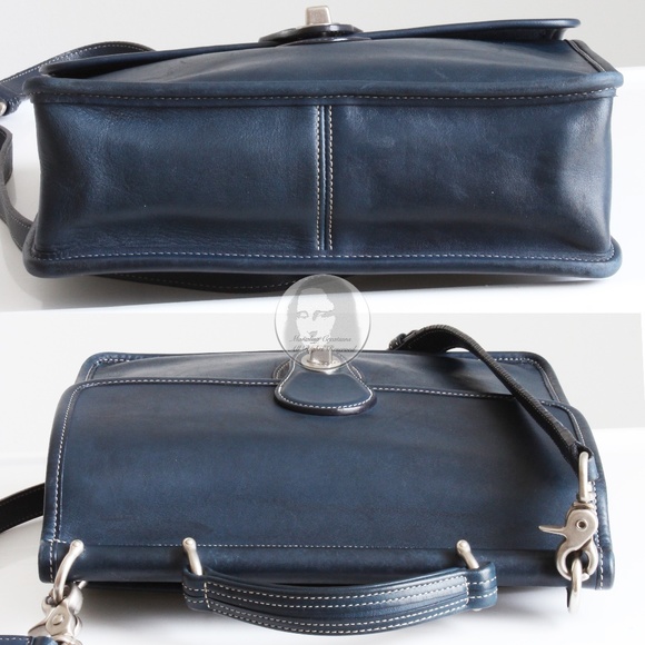 Coach Willis Bag Royal Blue Leather Silver HW Contrast Stitching 2005 HTF #9927 - Picture 9 of 12